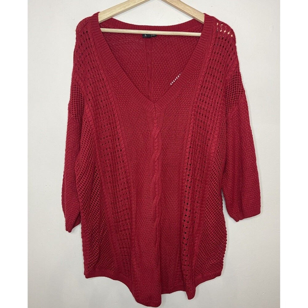 Torrid Red Knit Short Sleeve Sweater Top Women's 3 3X Wool Blend